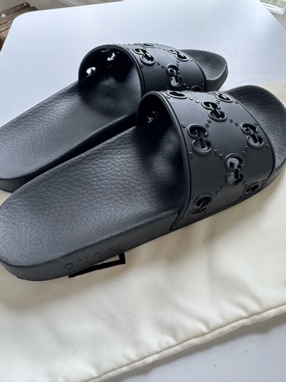 Gucci Black Women's GG Embossed Slide Sandals - Picture 4 of 8